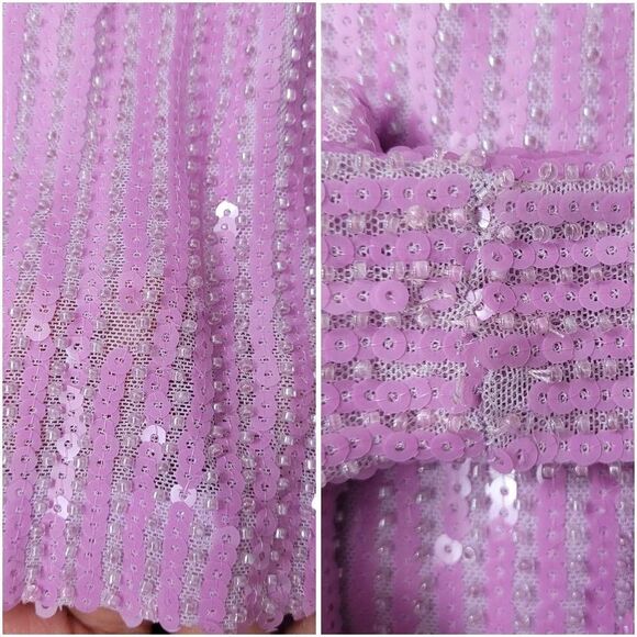 NWT Misha Collection Tia Mini Dress Sz‎ 4 Sleeveless Beaded Sequins V Neck LiLac - Picture 11 of 14